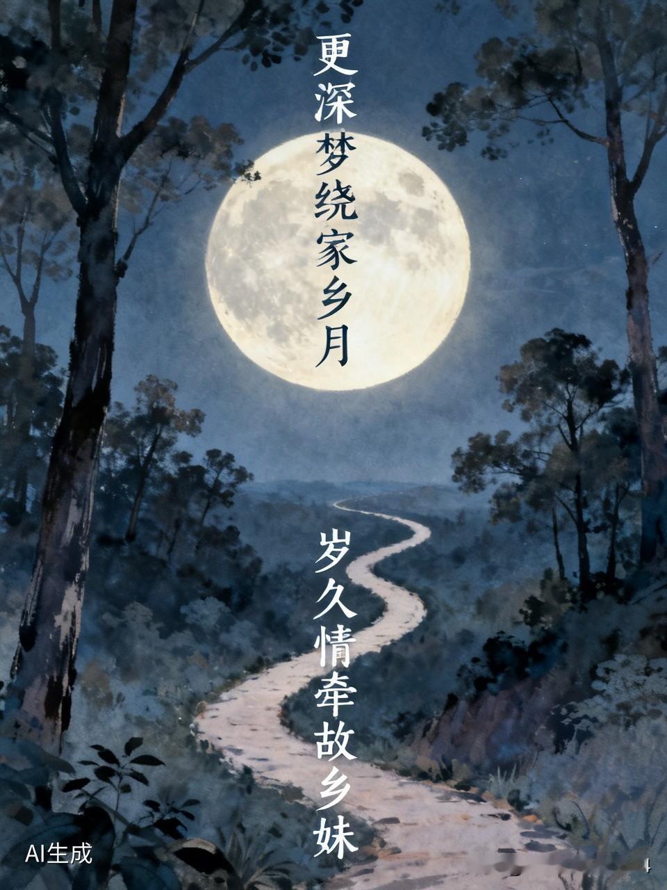 上联：更深梦绕家乡月，诚邀下联，，岁久情牵故乡妹！[微风]