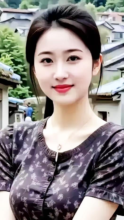 古风少女在古镇的微笑