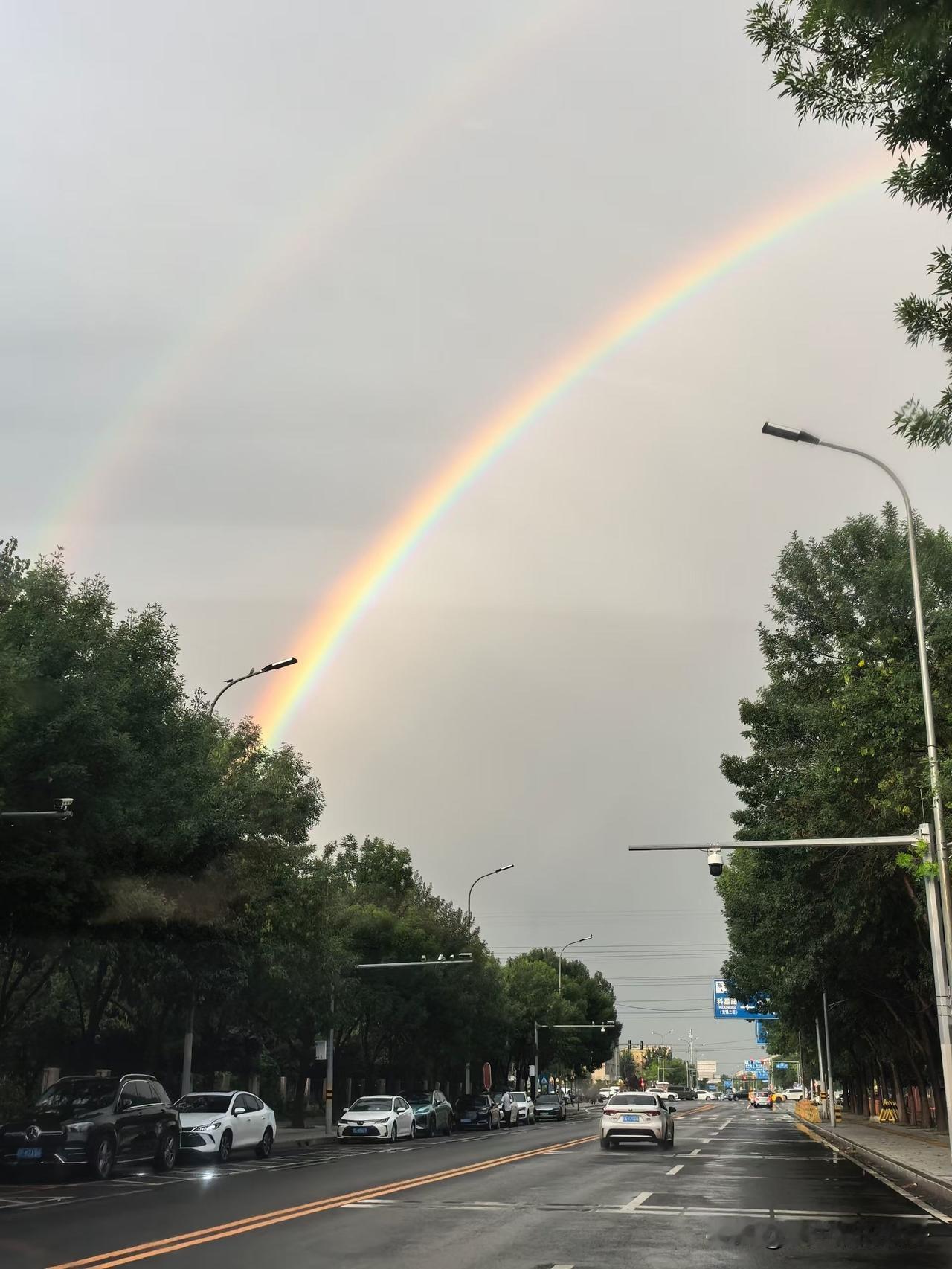 昨日立秋

昨夜酣畅秋雨涤尽暑气，伴着淅沥雨声安然入眠。

雨后出行途中偶遇双层