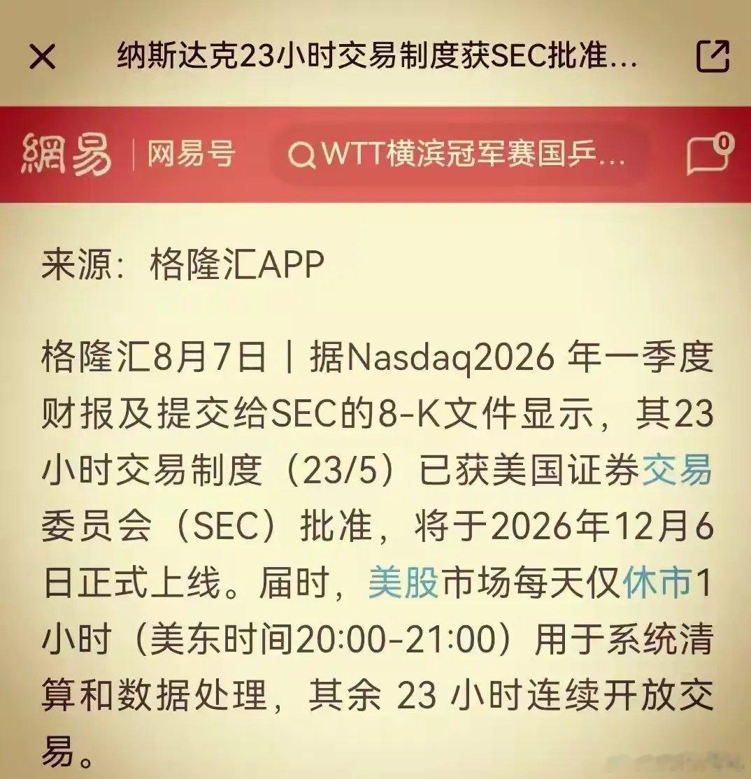 重磅！美股23小时超长交易获批，全球流动性大洗牌来了美股23小时连续交易方案已正