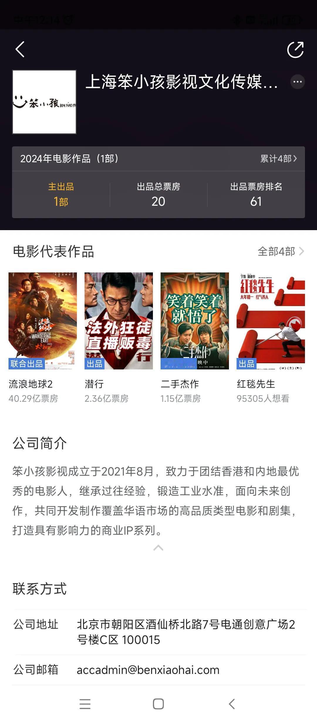 上海笨小孩影视公司已经投资了4部电影[赞][赞][赞]