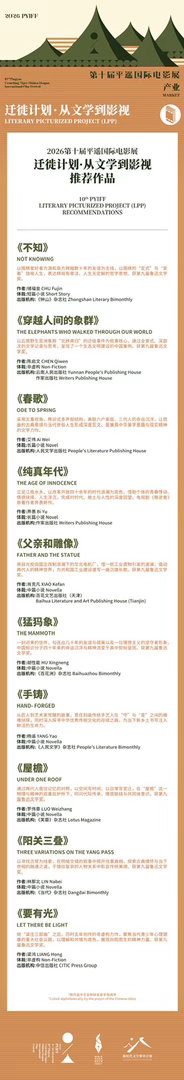 平遥国际电影展 第十届平遥国际电影展产业单元“迁徙计划·从文学到影视”推荐作品揭