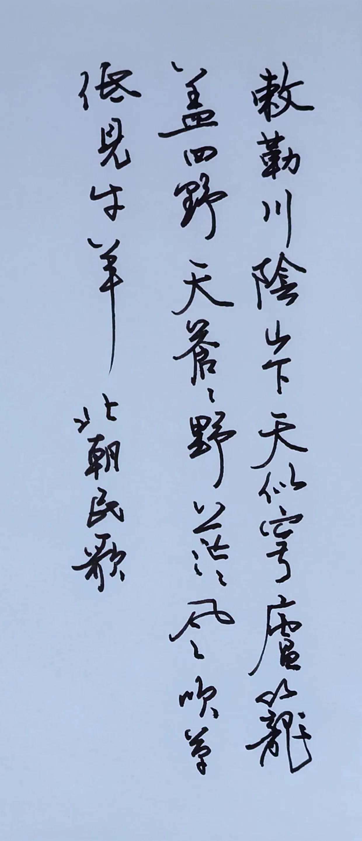 两幅古诗合写一幅，行草用笔爽快，连带自然，书写气息豪迈，贴合两首边塞诗歌苍茫开阔