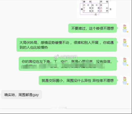 问脱单一个字“难”，我说褂很不理想，不用再去找其他人看了，实在想看等明年年底再说