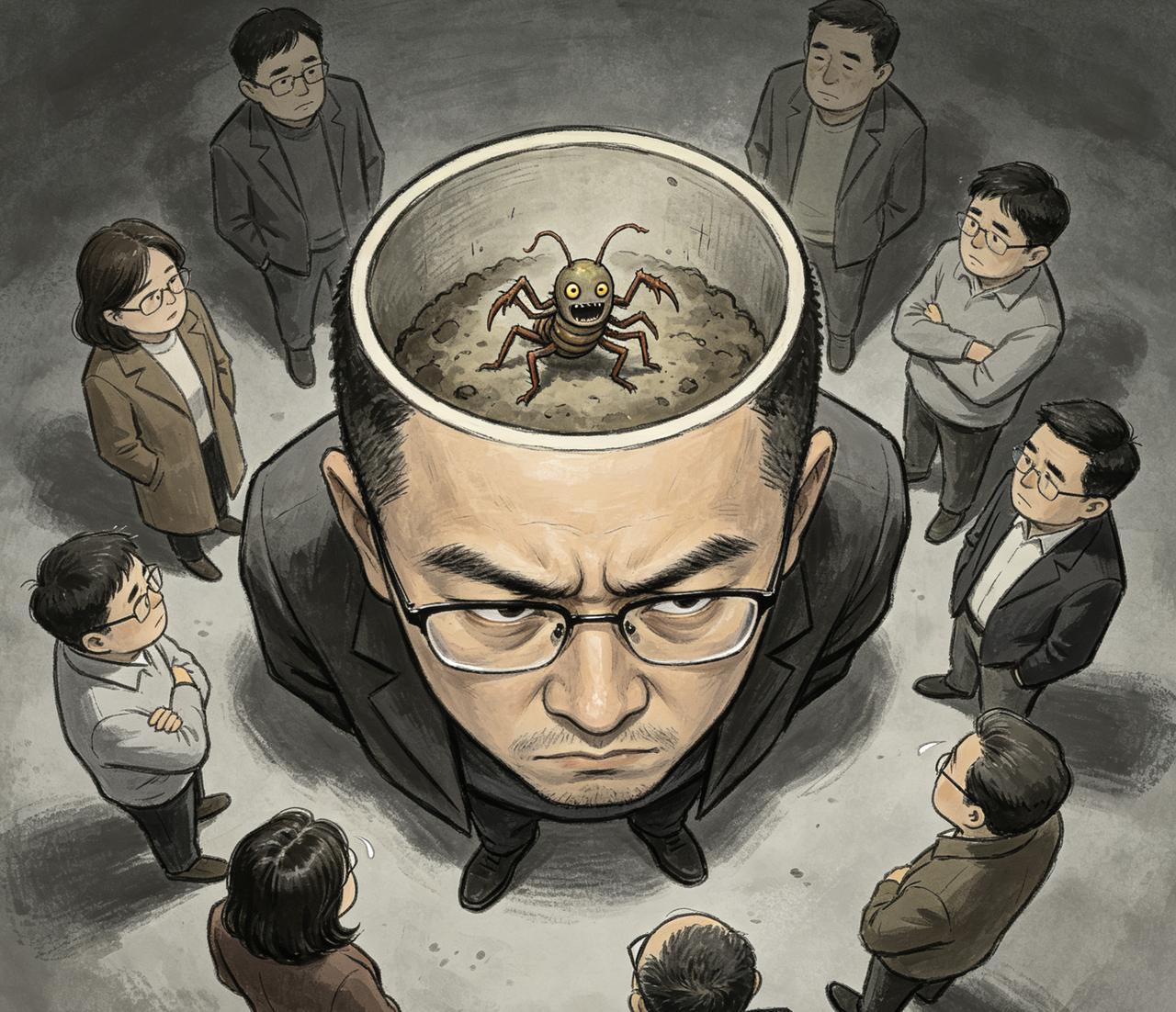 江湖怪谈•荒诞志169杠精虫

论坛版主老赵专爱抬杠，脑中生出杠精虫，见人必驳。