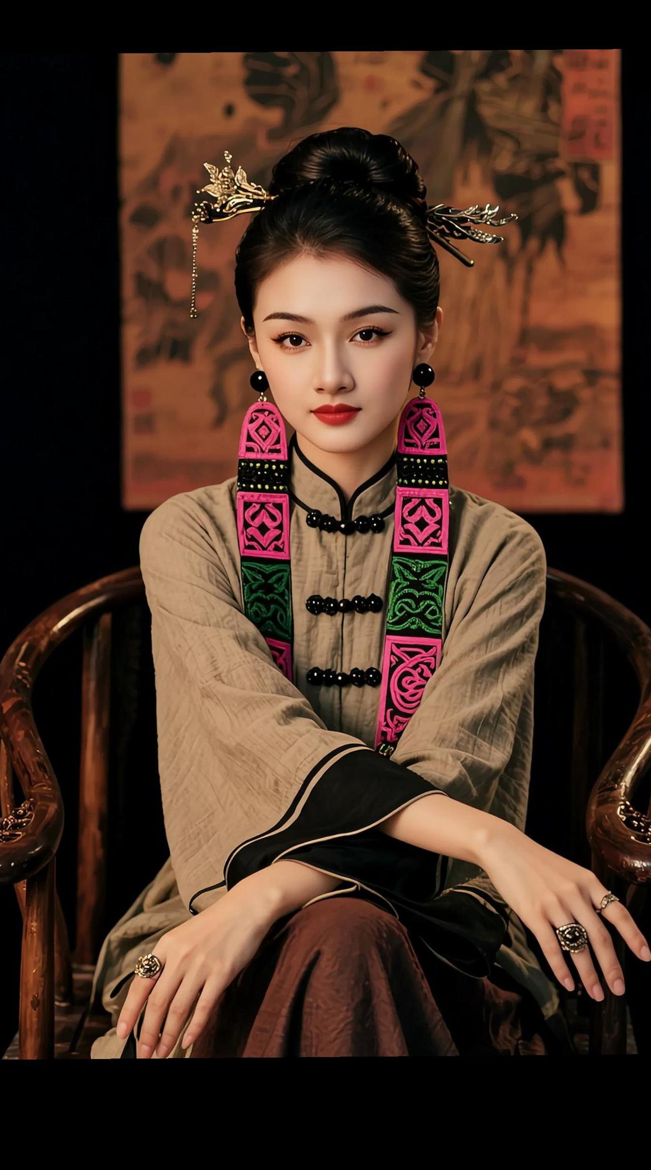 AI暗黑民族写真 随变ai随便玩 东方美学 新中式穿搭  二胡