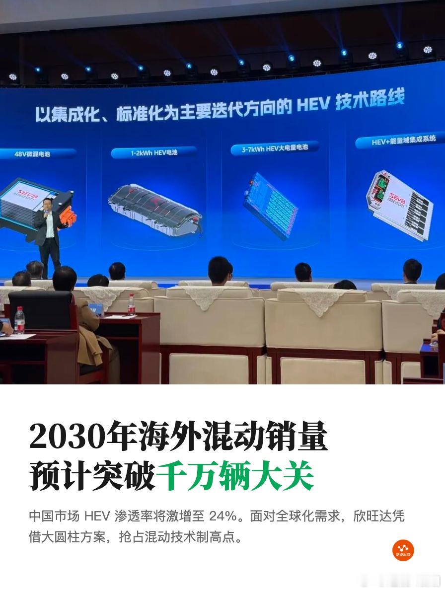 欣旺达用大圆柱来做混动电池今年大家开始提混动电池，2025年全球HEV销量约66