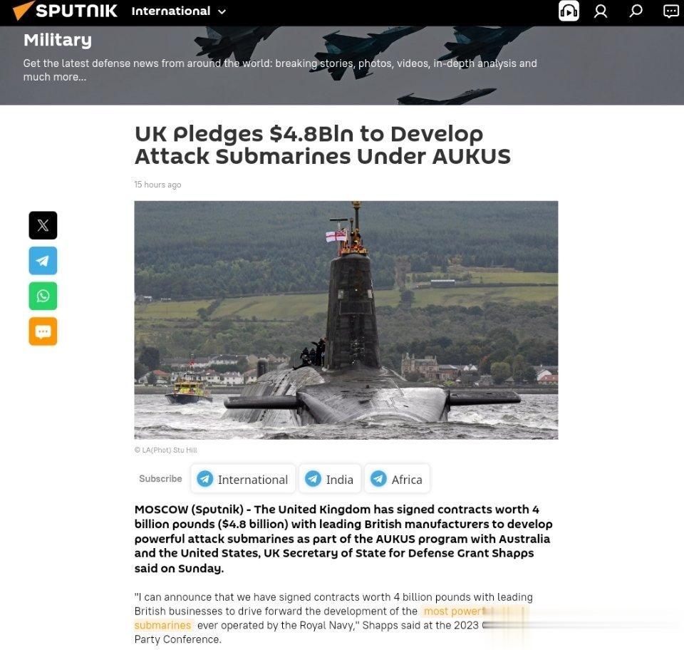 英国承诺48亿美元在AUKUS下开发攻击潜艇英国国防大臣Grant Shapps