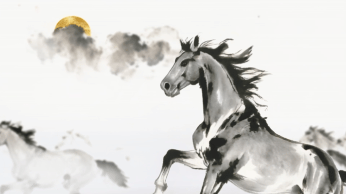 用徐悲鸿画风打开我的马年以水墨为笔，让骏马踏浪而来，喜鹊衔春而至。笔下的马鬃飞扬