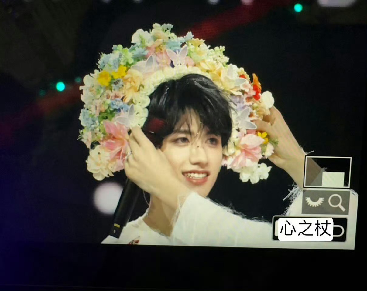 朱志鑫[超话]  宝宝簪花造型好萌😻朱志鑫黄海 [努力]朱志鑫簪花look ​
