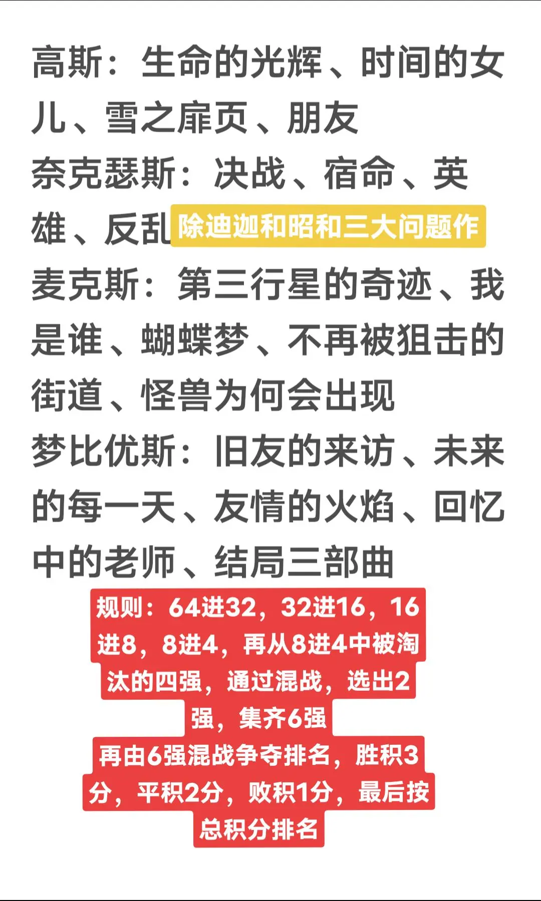 昭和&旧平成神回赛参赛名单奥特曼系列旧平成奥特曼