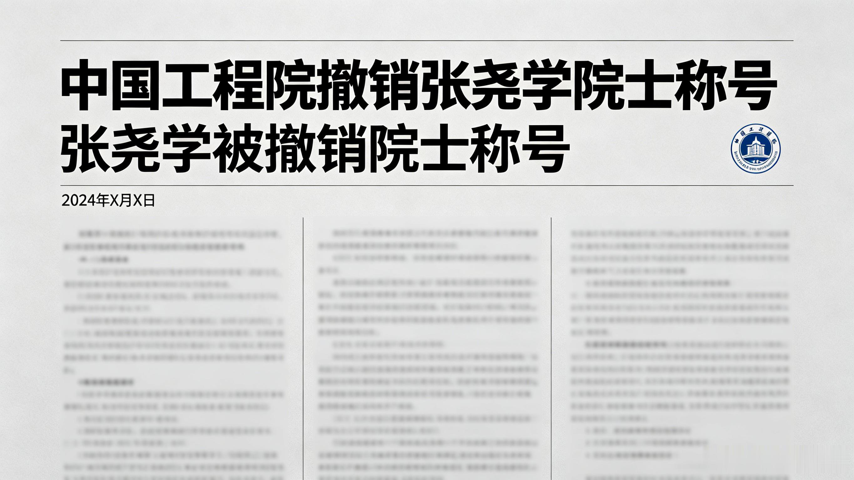 张尧学被撤销院士称号中国工程院撤销张尧学院士称号5月22日，中国工程院发布公告，