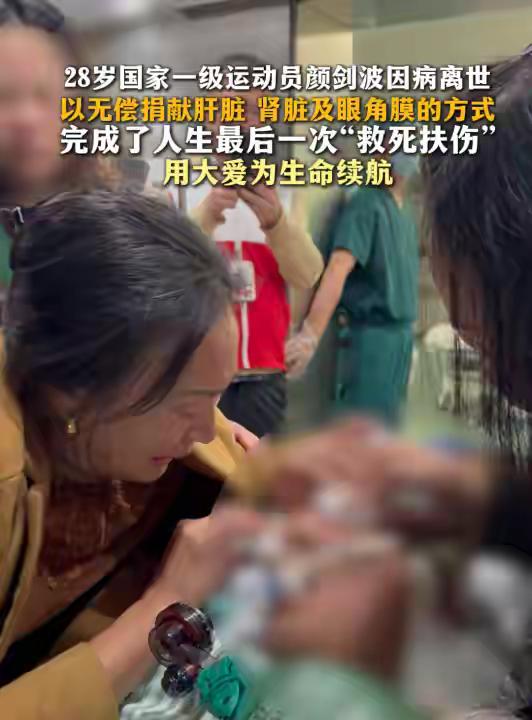 才28岁，就这样离开了，
国家一级运动员颜剑波，
因脑出血去世，
捐了自己的器官