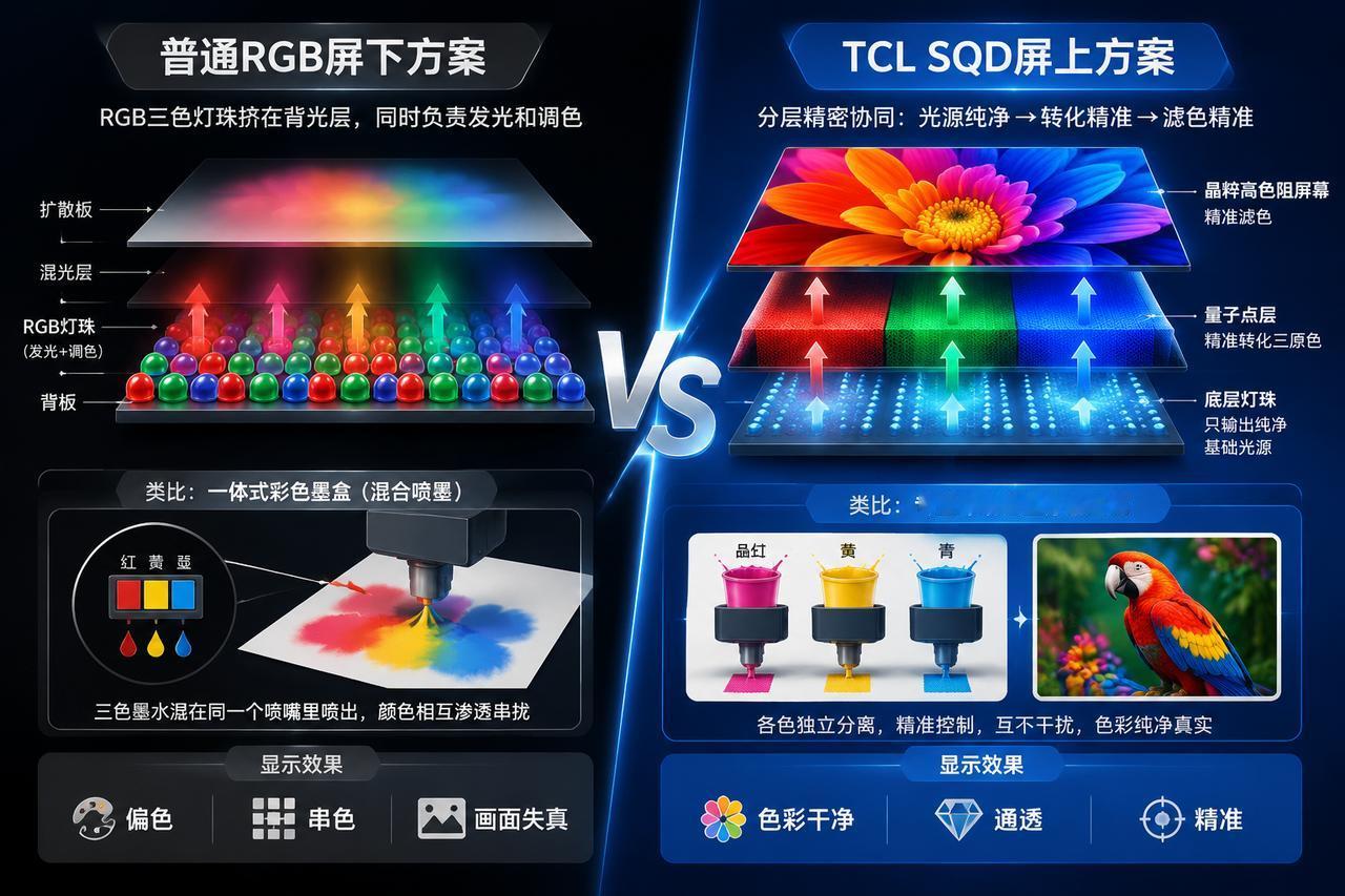 5千预算买电视画质差距大？建议你先搞懂SQD屏上和RGB屏下方案！

虽说在电视