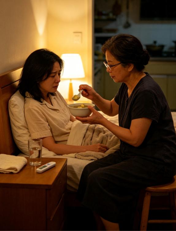 那碗难喝的姜汤，婆婆煮的。
刚才把婆婆送回了老家，关上门的那一刻，我靠在门后长舒