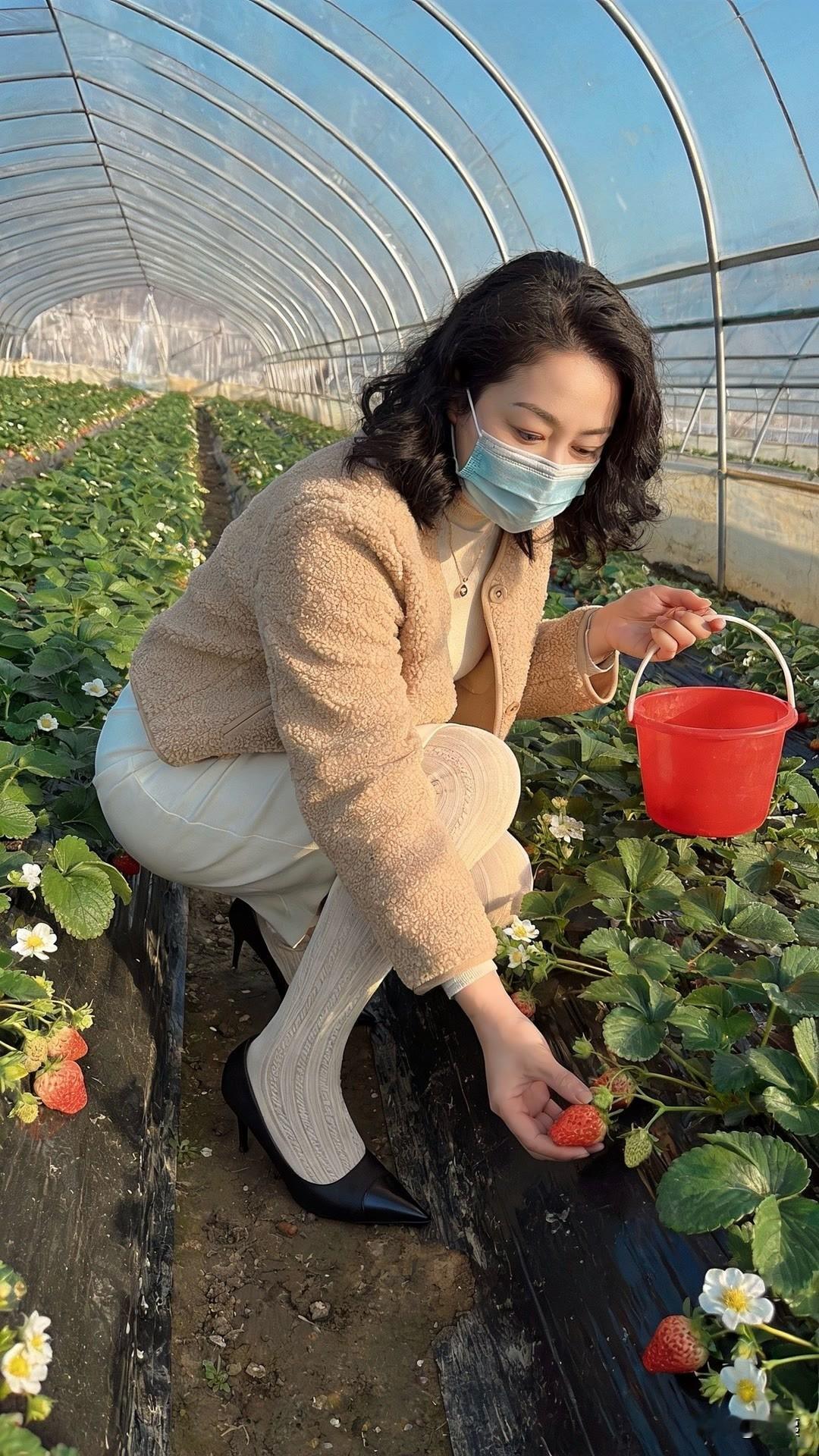 摘草莓的一天。