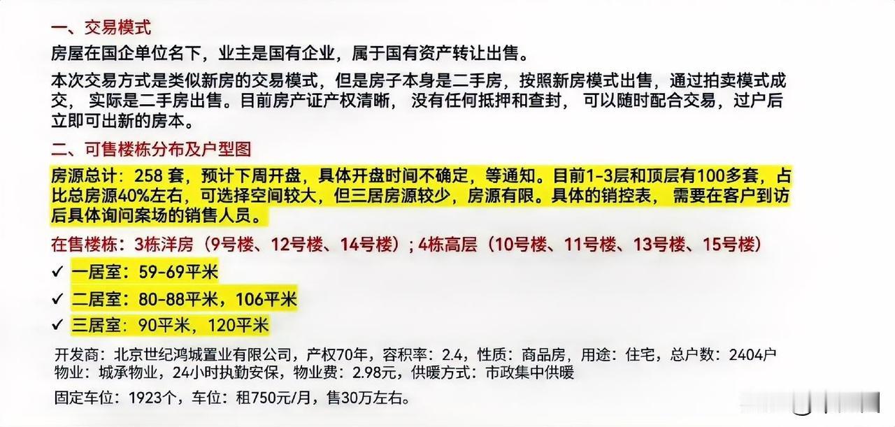 共计258套房子，业主是国有企业，房屋在国企单位名下。。。
说实话，国企手里的房