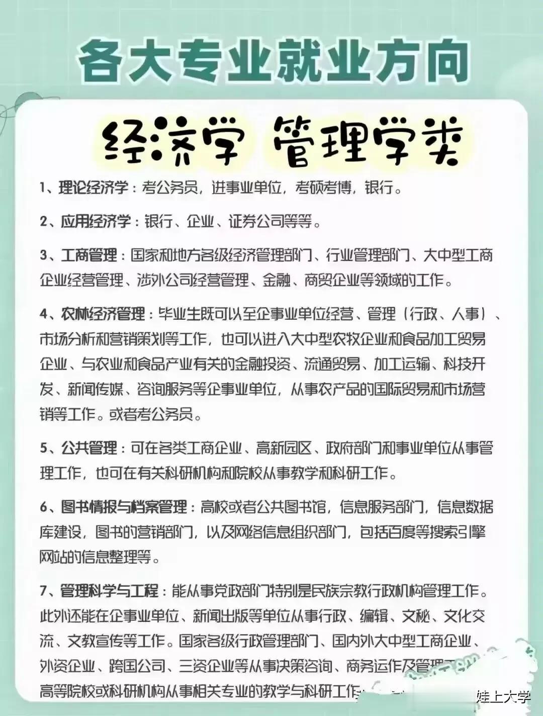 认知差，信息差，造成的差距！经济学和管理学类专业，报了七大专业的，并不是没有春天