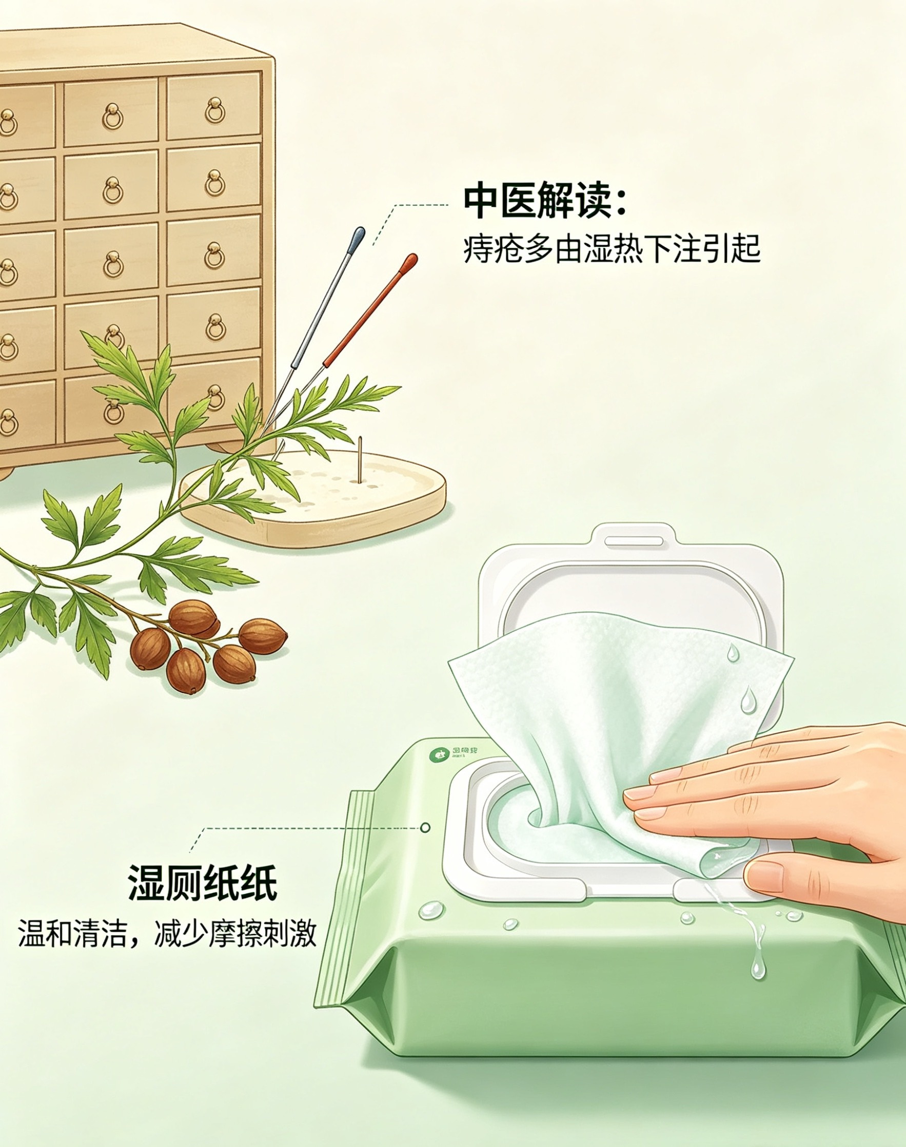 为啥有痔人群更适合用湿厕纸？从中医角度来说，痔疮常见三大成因：湿热下注、气血瘀滞