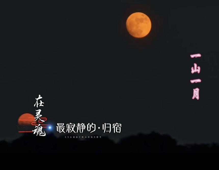 圆月早早跃上苍穹。通体暖黄透亮，浑圆如鎏金玉盘。白日余温未消，夜色温柔先至，一山