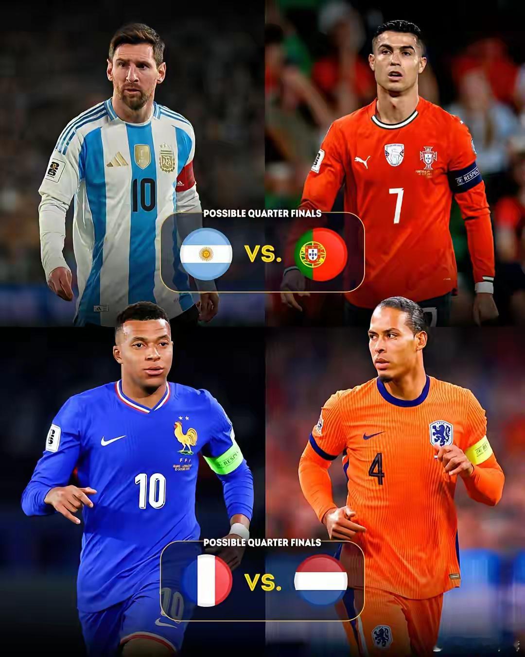 明年的美加墨世界杯，如果一切顺利，1/4就是这八支球队了! 