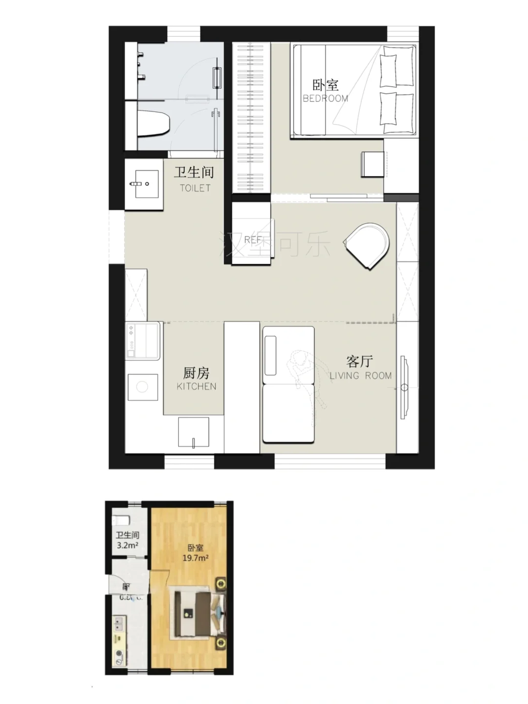 户型设计/小户型一居室平面方案优化