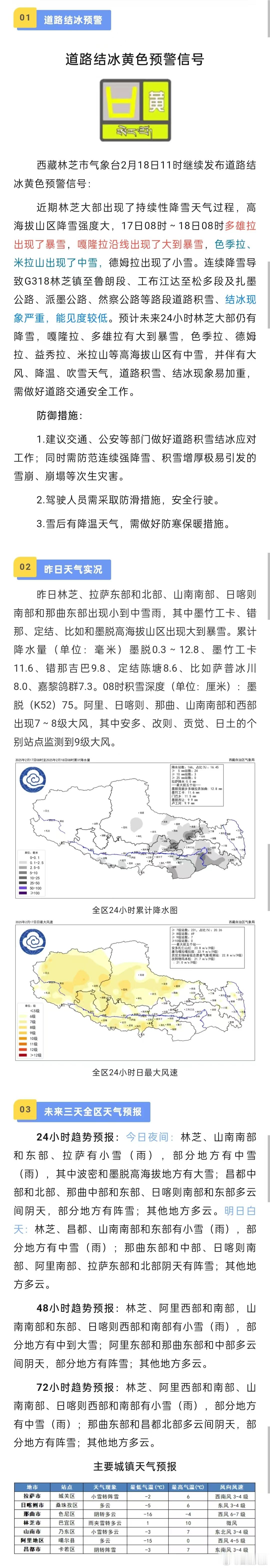 【西藏明天部分高海拔地区有降雪】 西藏天气 今天是 “雨水” 节气，通常这时我国