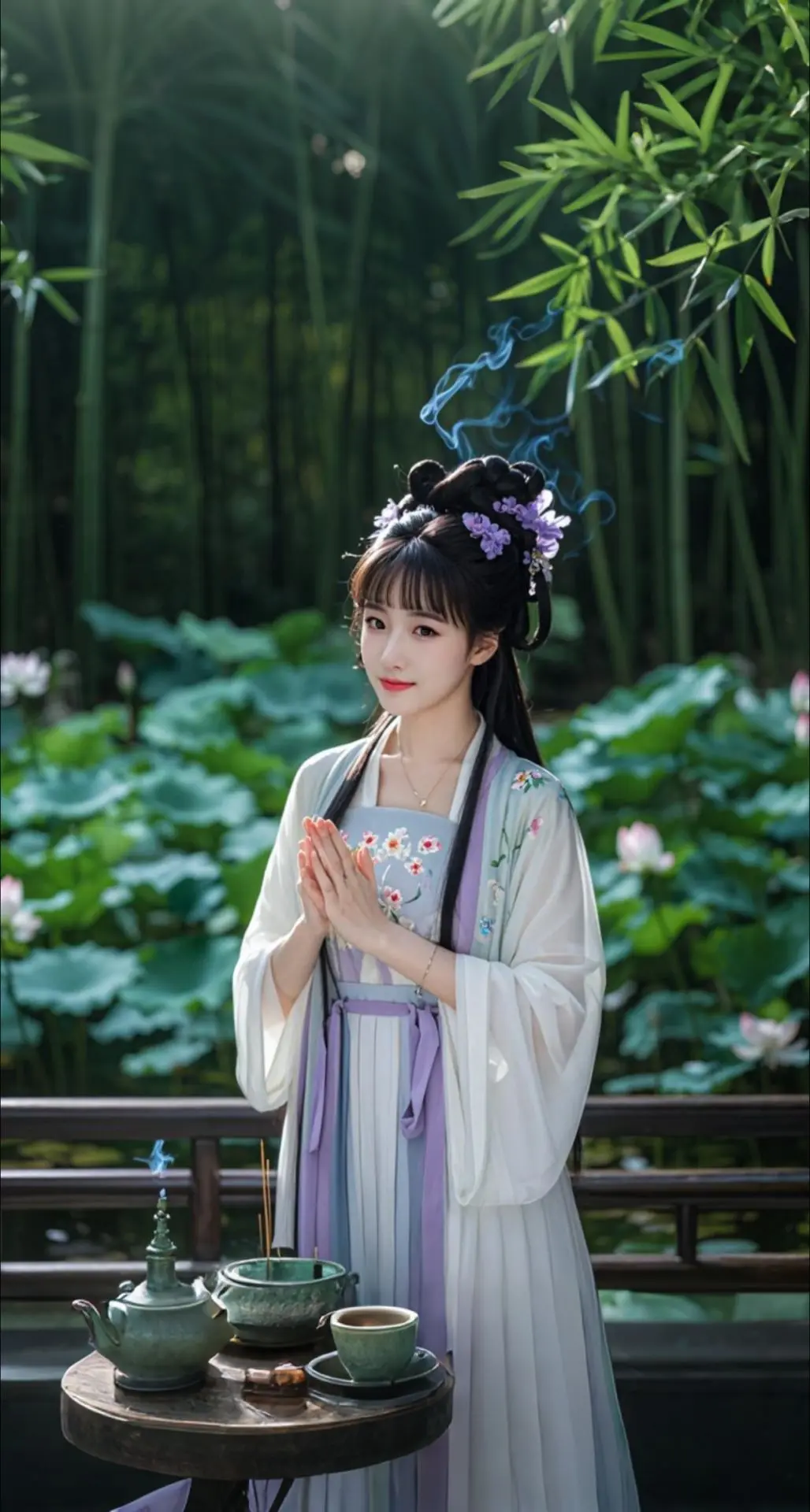 AI扩图 AI竹林拜月仙影