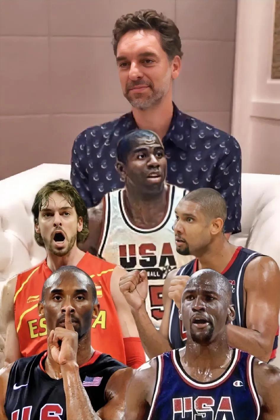 保罗-加索尔：我心目中的NBA历史最佳首发阵容是以下这五位球员！

中锋：我自己