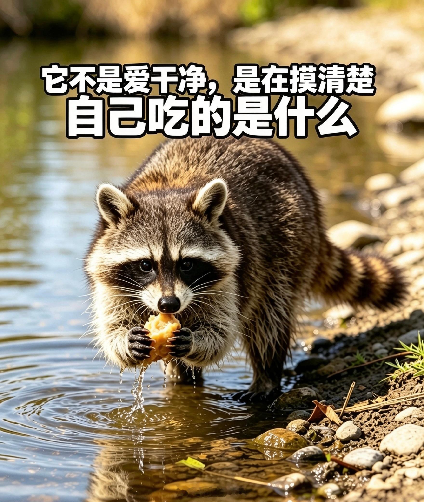 浣熊的“洗手”行为，其实是为了激活爪子上的触觉神经。浣熊前爪的触觉神经极其丰富，