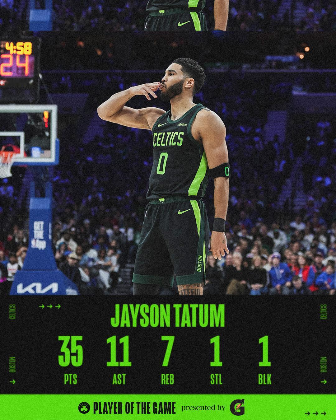 凯尔特人国度  Player Of The Game : Jayson Tatu