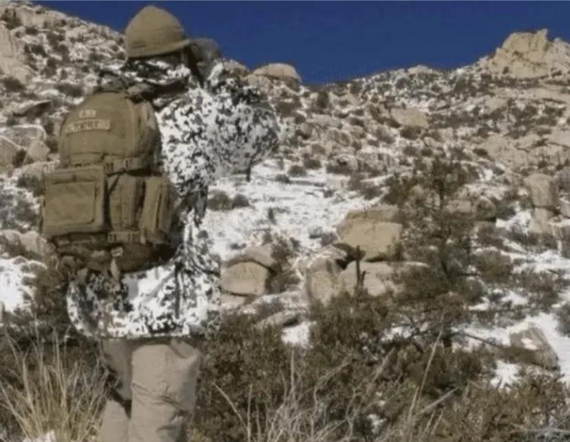 终于了解迷彩服的重要性了，进山就……进山就隐身，连背包都悬空了，
如果不是背包穿