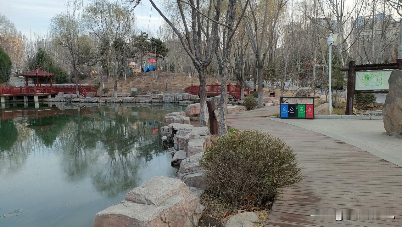 今天去公园遛达一圈，换换空气，看看美景，不过树叶还没绿，湖水荡漾，心情还不错，挺