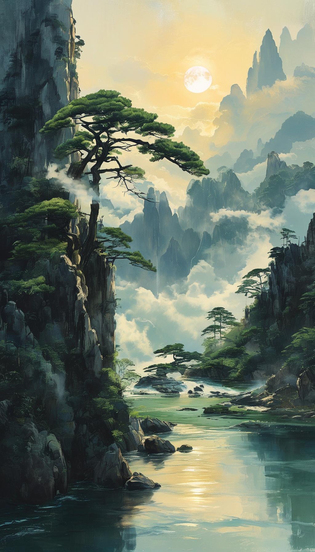 🌿 写山水风光
 
- 行到水穷处，坐看云起时。
- 明月松间照，清泉石上流。