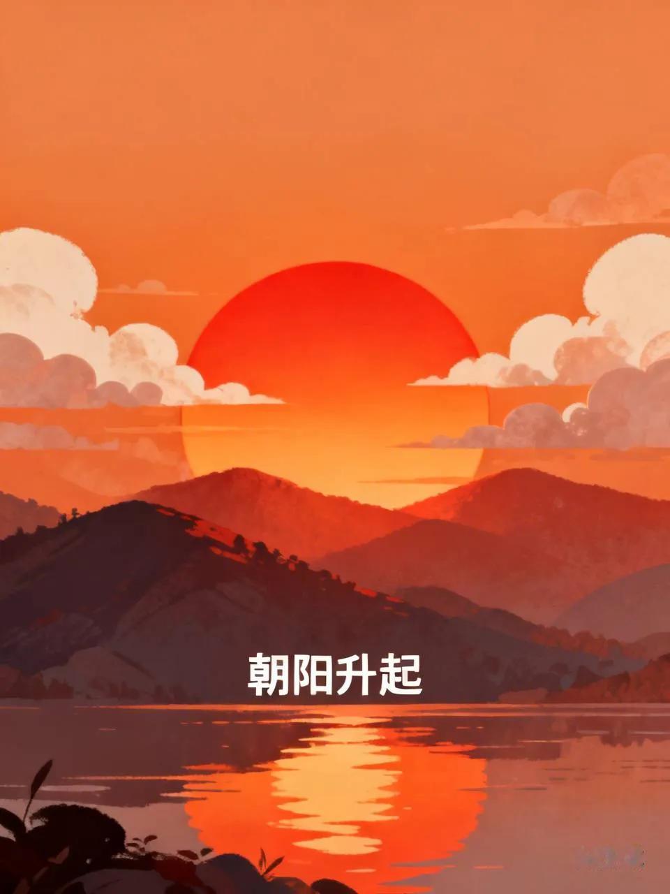 出上：旭日推开长夜暗，
对下：鸡鸣送走满天星。