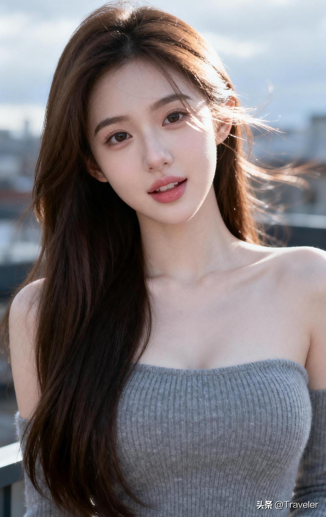 温柔阳光下的少女，甜美动人，元气满满！🌞💖