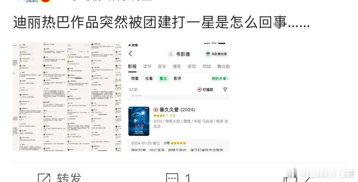 迪丽热巴作品被恶意打一星迪丽热巴作品被恶意打一分迪丽热巴一夜之间所有作品被恶意打