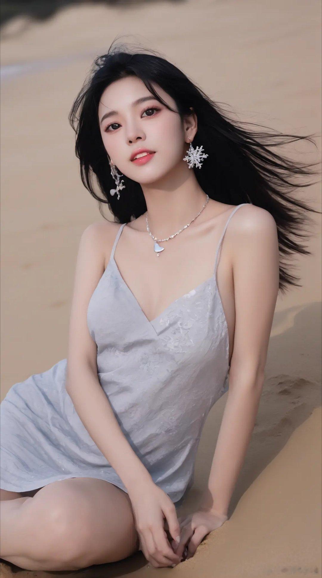 在海滩上悠悠漫步，清风拂面，沐浴阳光😌#加油美少女##阳光之下# ​​​