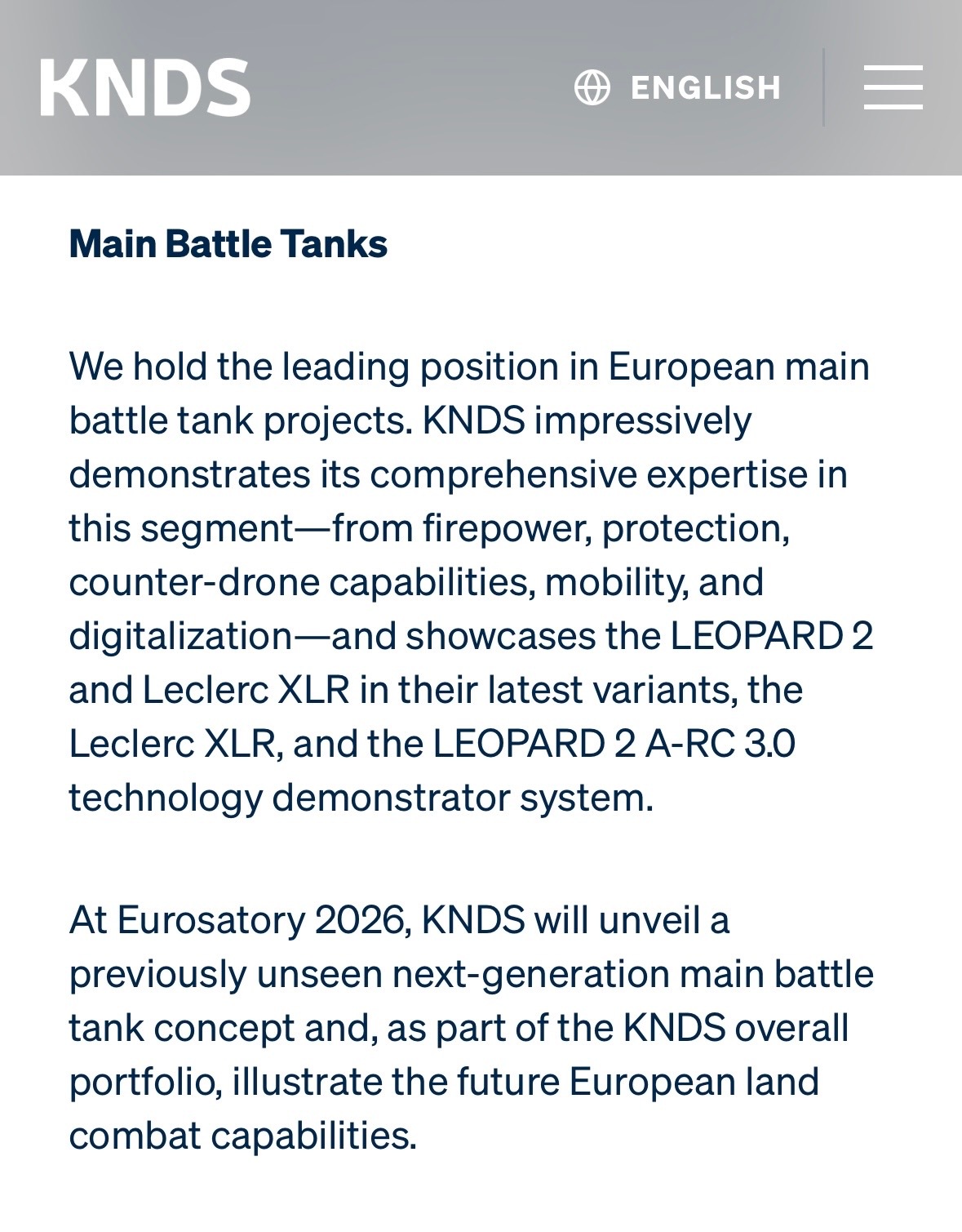 烽火问鼎计划 每天认识一件兵器 KNDS官方关于Eurosatory 2026防