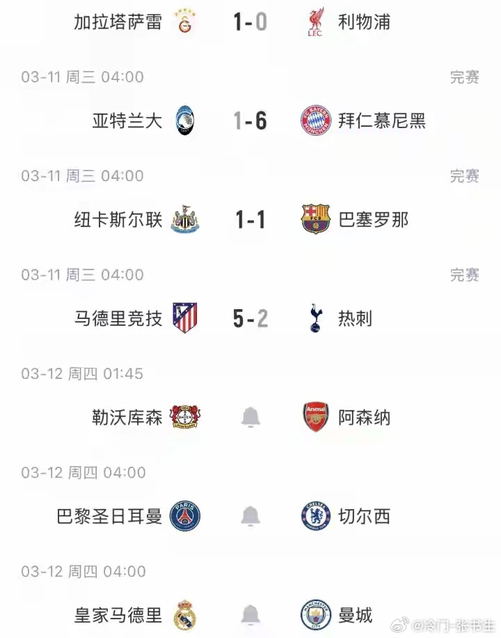 英超今天3队出战一场未胜，明天曼城、阿森纳、切尔西出战欧冠1/8决赛首回合踢完4