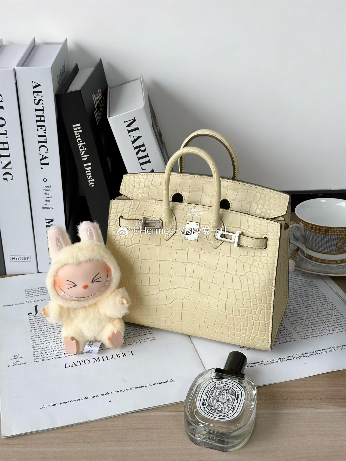 Birkin 20 方块美洲 Y1香草色 银扣 