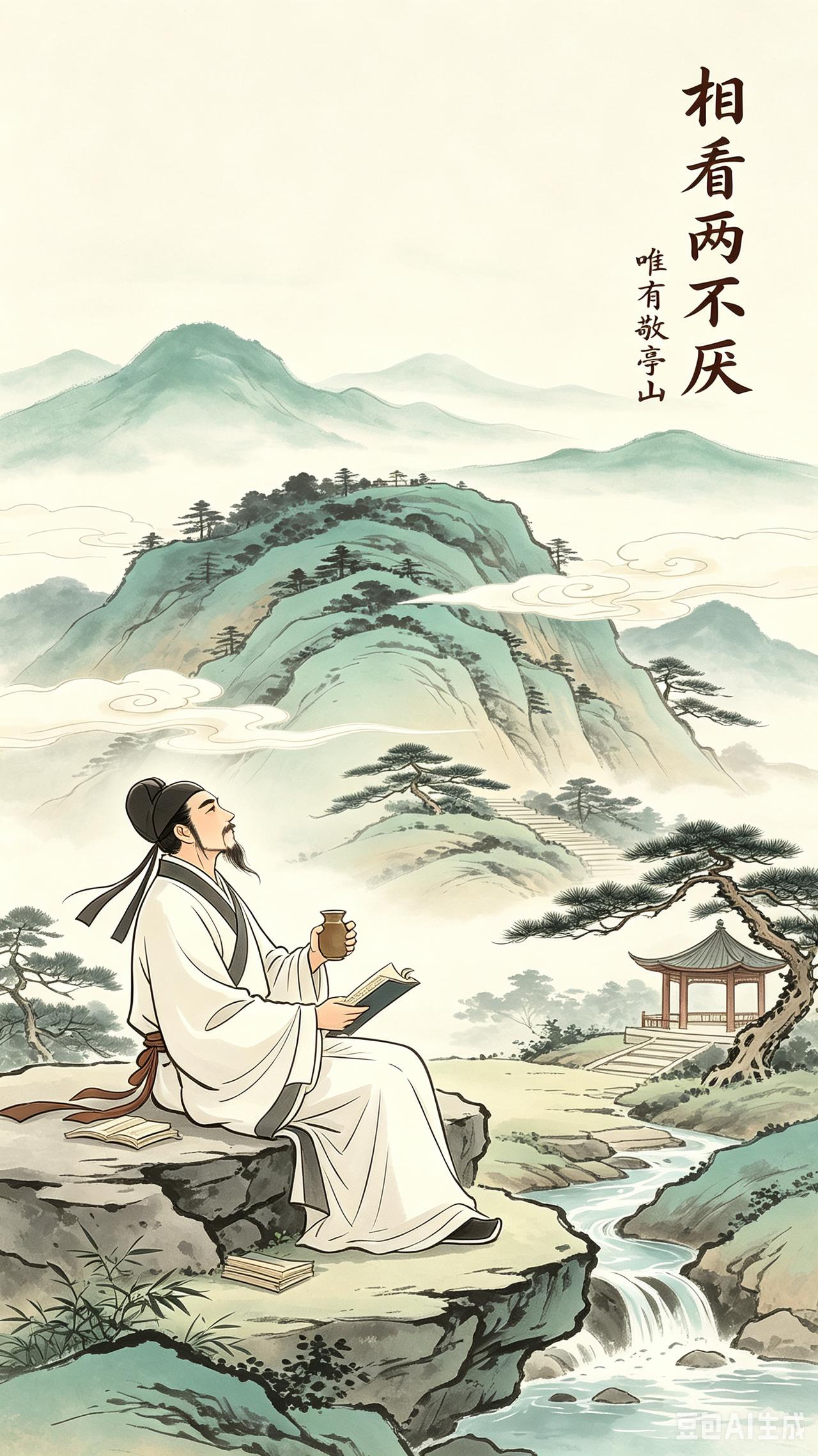 【❤️飞虎涂鸦2228】
李白最挂念的一座山
🍀李白一生四海游荡，遍历天下名山