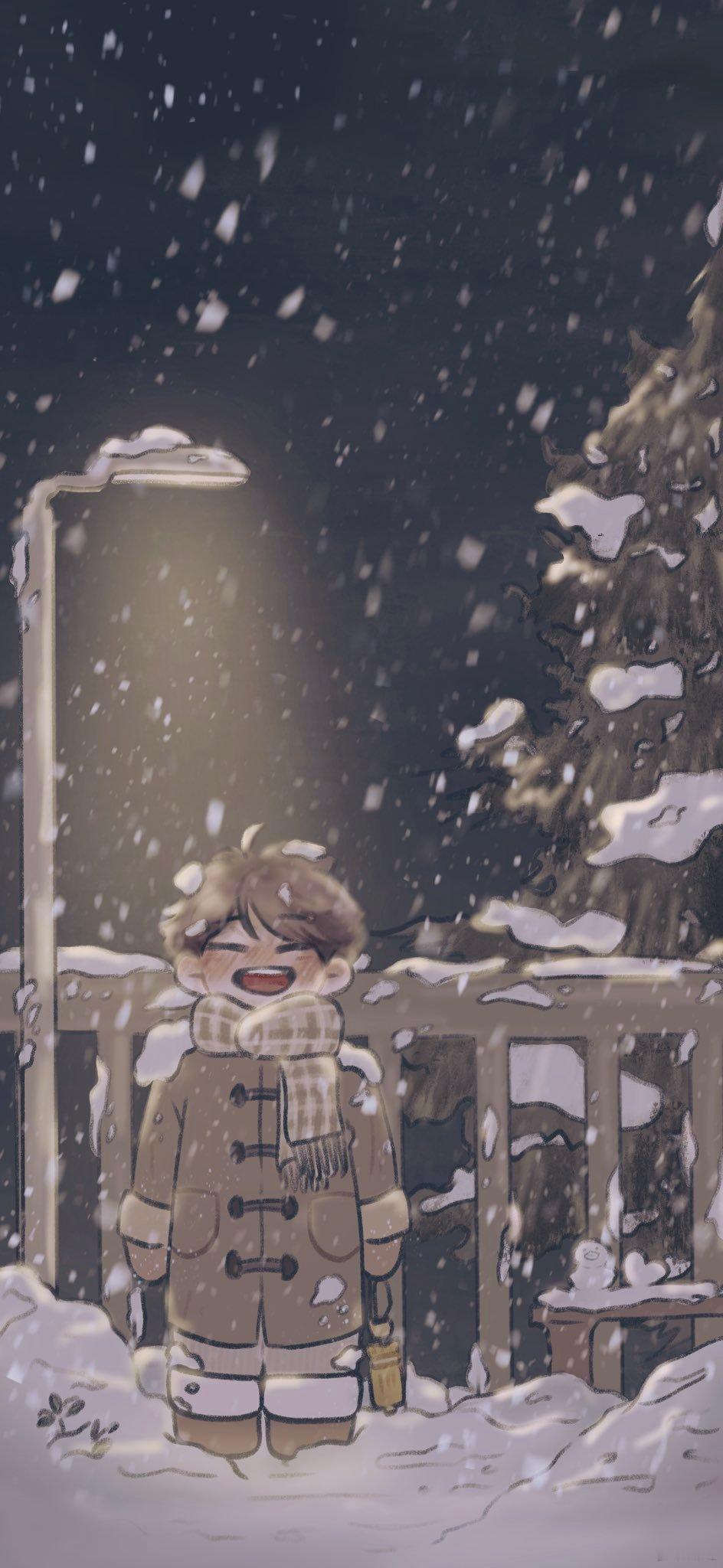 排球少年   下雪天❄️的可爱及川彻壁纸！！太萌了！绘：oto_0720 