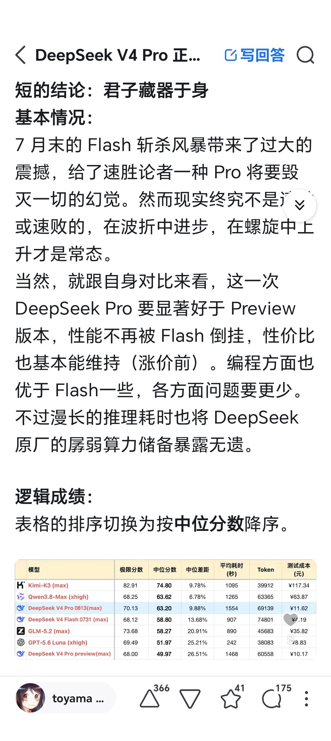 悲报：Deepseek V4 Pro 的正式版确实拉了……经研究决定，正式把梁文