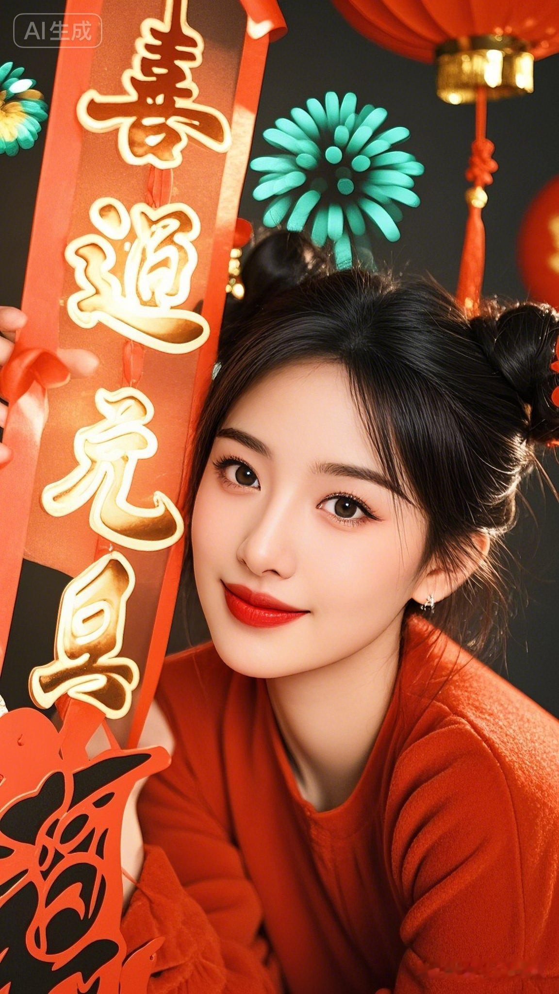 这位小姐姐在拍新年照，祝大家开心快乐每一天！