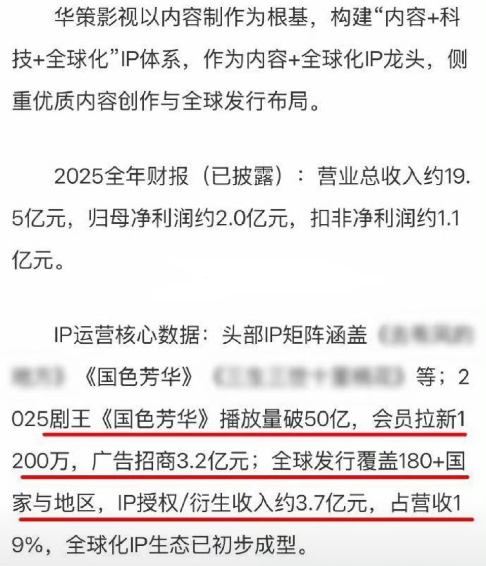 华策财报认证：2025年剧王杨紫《国色芳华》 
