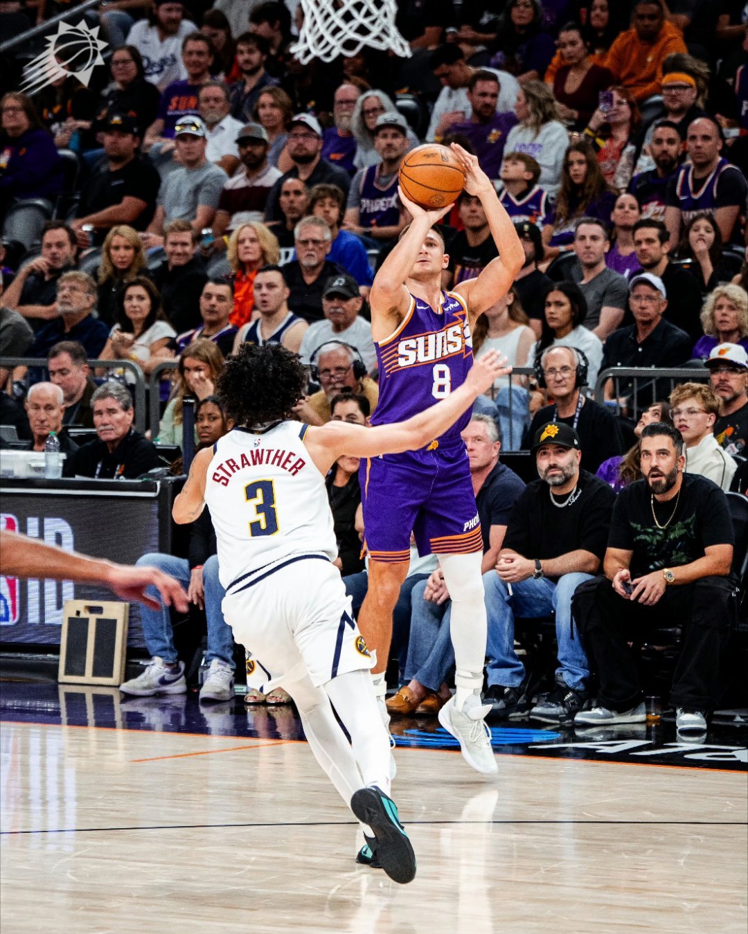 阿伦快攻反击再中！93-94，只落后一分了掘金vs太阳