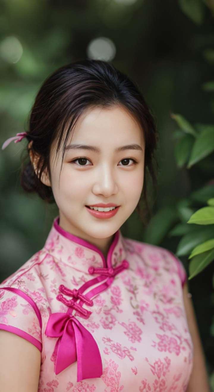 AI扩图 AI艳粉微笑