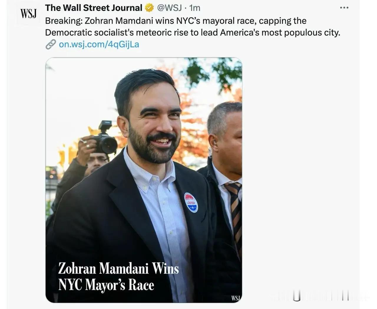 纽约市选举中闯出一匹“彪悍黑马”。34岁的民主党人马姆达尼，一举击败前州长科莫，