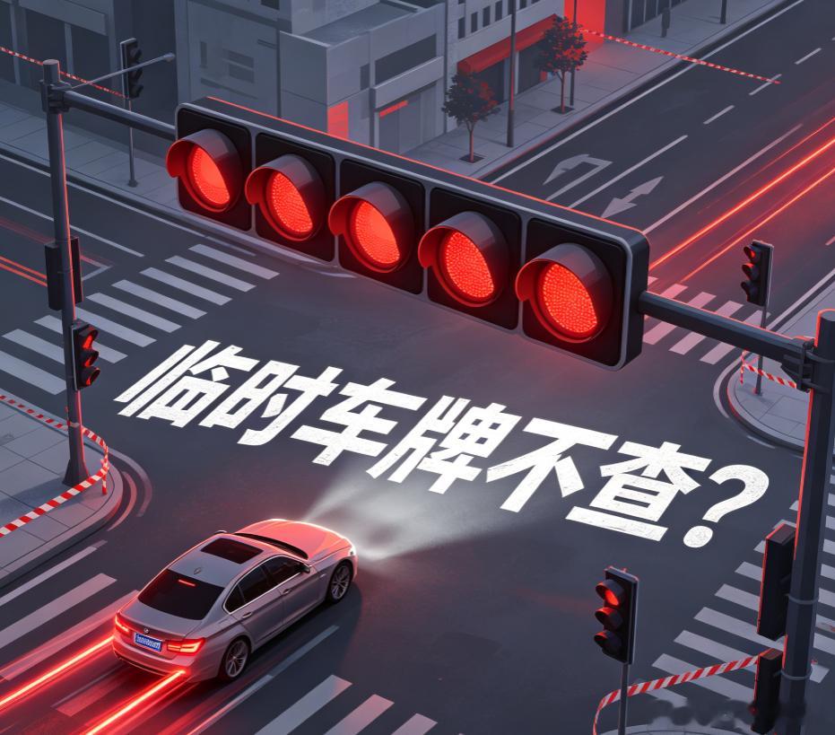 女子以为临时车牌不查，连闯5个红灯。兄弟，临时车牌只是纸质的，但电子眼照样拍。高